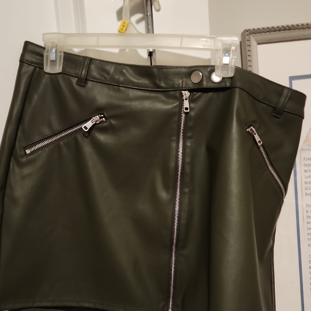 Wild Fable Dark Green Faux Leather Mini Skirt